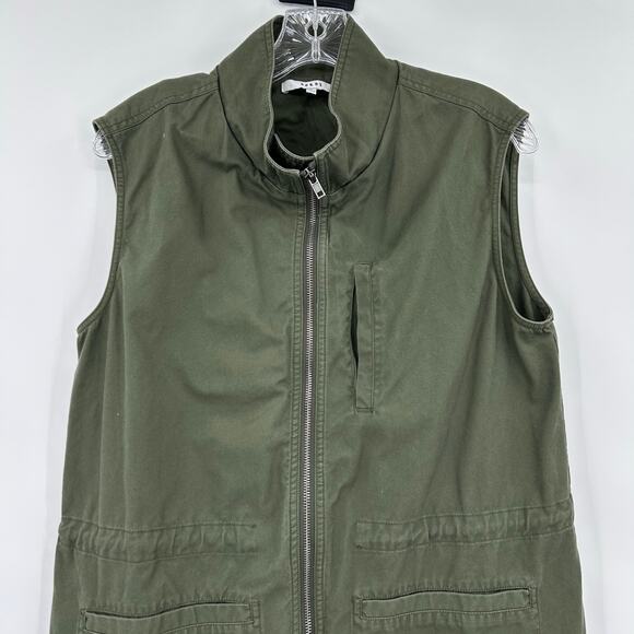 RO & DE Anthropologie Olive Green Utility Zip Vest Pockets Drawstring Womens M - Picture 4 of 11